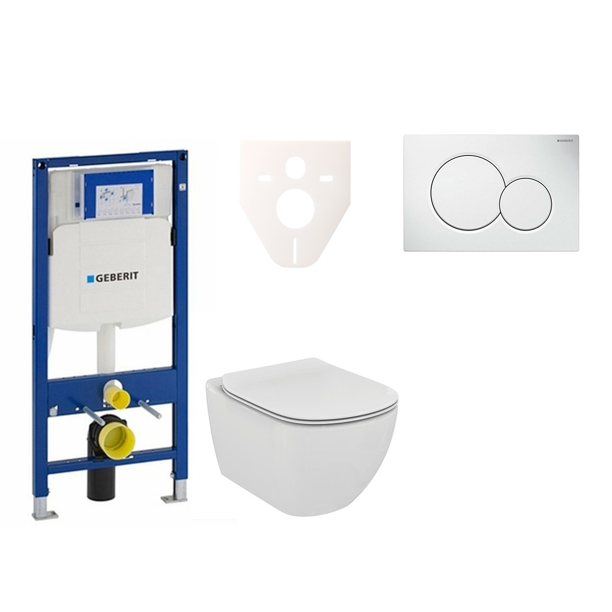 E-shop Cenově zvýhodněný závěsný WC set Geberit do lehkých stěn / předstěnová montáž+ WC Ideal Standard Tesi 111.300.00.5NE1