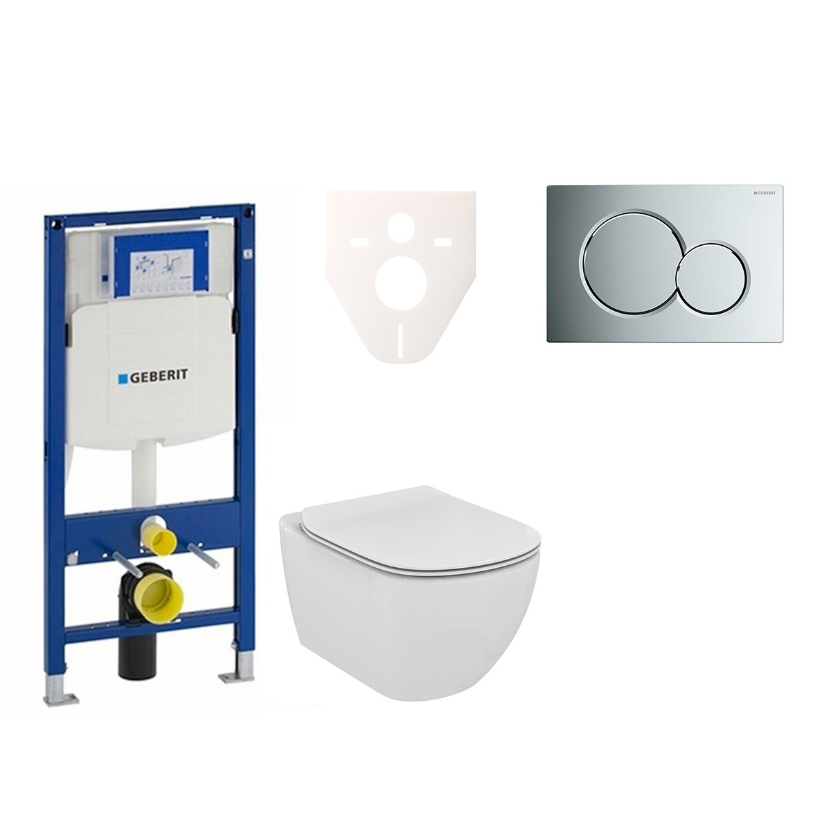 E-shop Cenově zvýhodněný závěsný WC set Geberit do lehkých stěn / předstěnová montáž+ WC Ideal Standard Tesi 111.300.00.5NE2