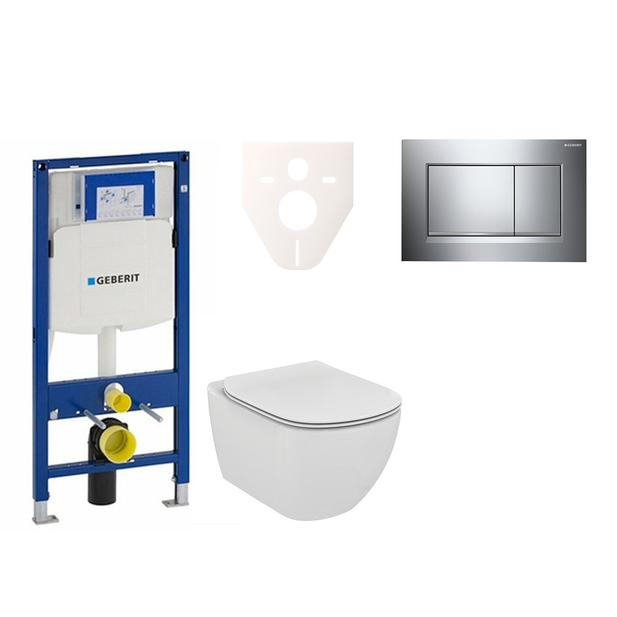 E-shop Cenově zvýhodněný závěsný WC set Geberit do lehkých stěn / předstěnová montáž+ WC Ideal Standard Tesi 111.300.00.5NE6