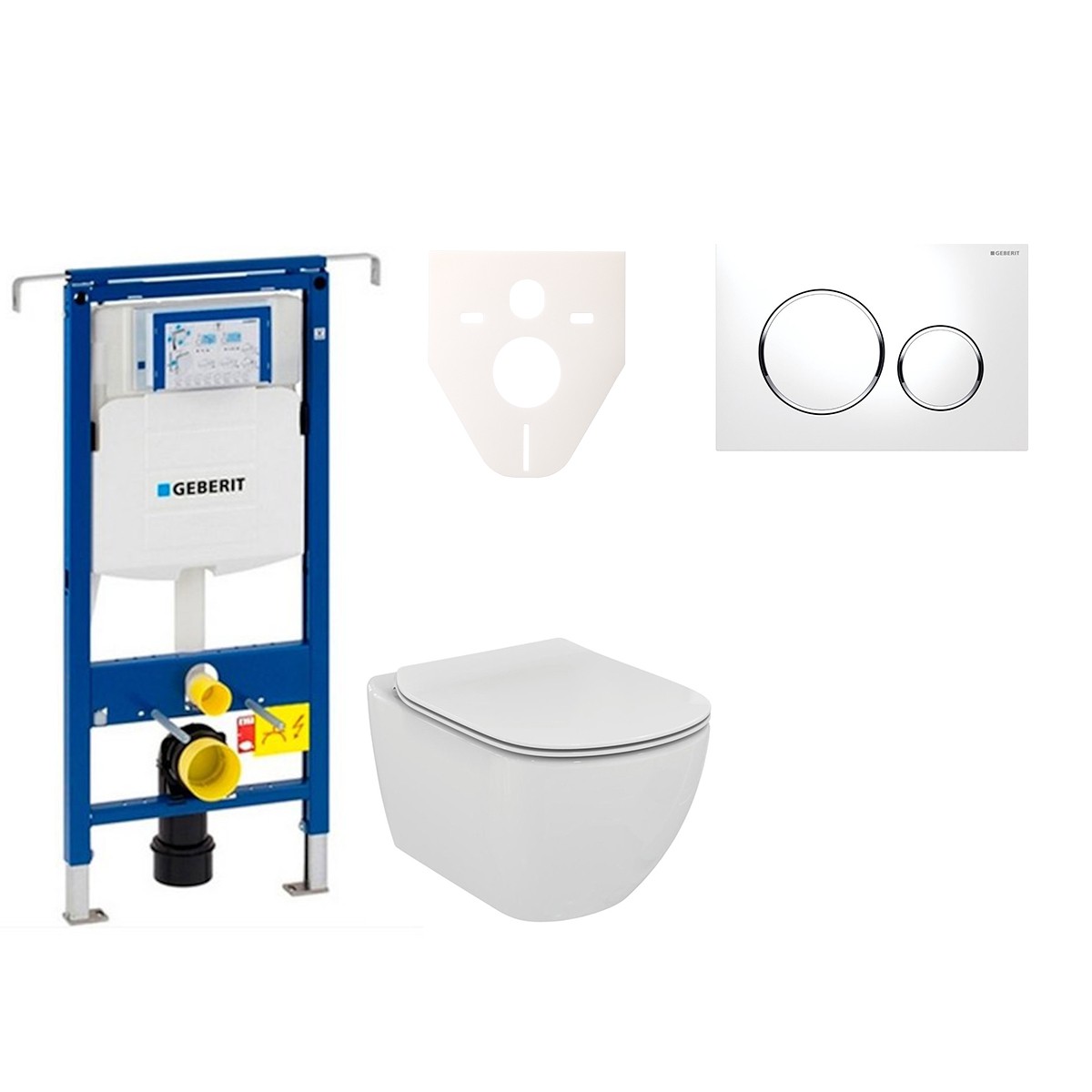 E-shop Cenově zvýhodněný závěsný WC set Geberit do lehkých stěn / předstěnová montáž+ WC Ideal Standard Tesi 111.355.00.5NE4