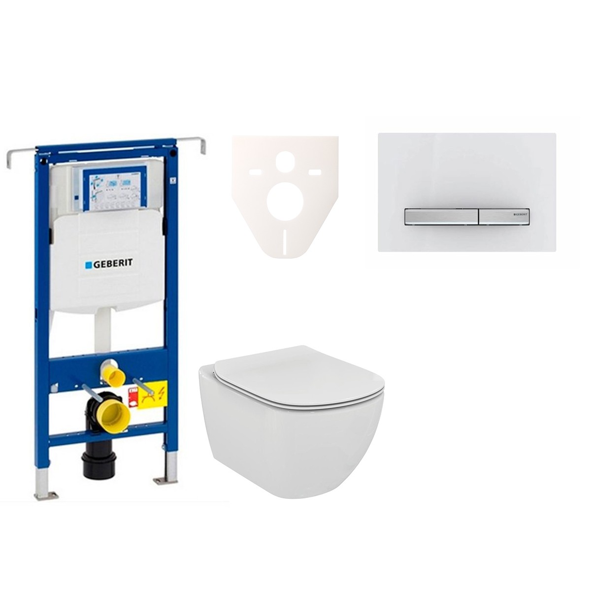 E-shop Cenově zvýhodněný závěsný WC set Geberit do lehkých stěn / předstěnová montáž+ WC Ideal Standard Tesi 111.355.00.5NE8