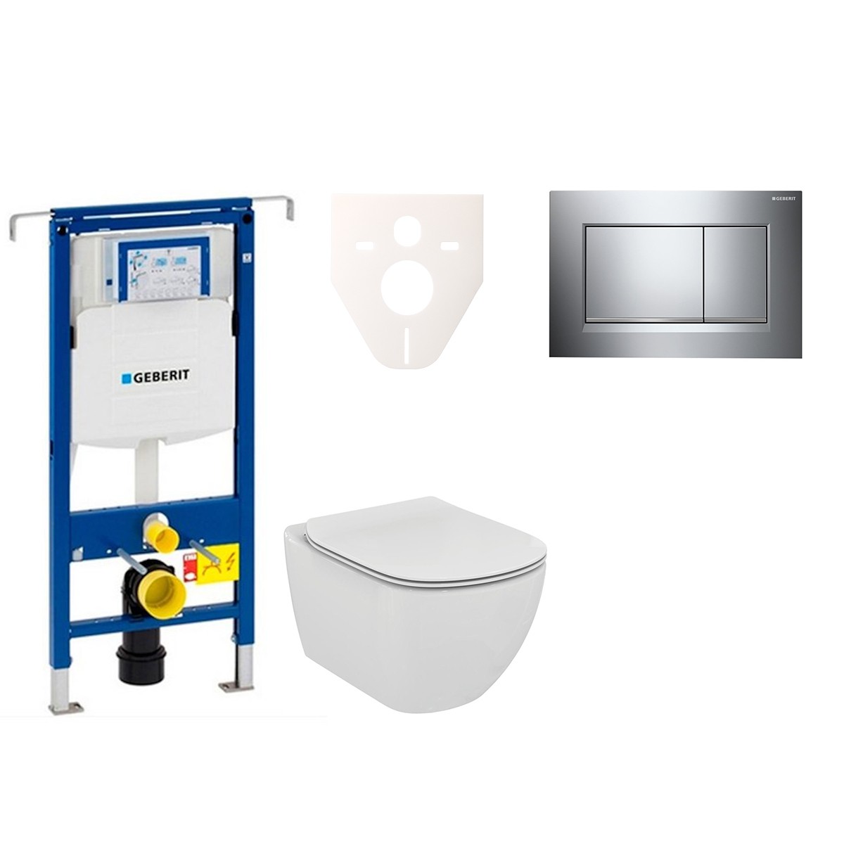 Cenově zvýhodněný závěsný WC set Geberit do lehkých stěn / předstěnová montáž+ WC Ideal Standard Tesi 111.355.00.5NF6