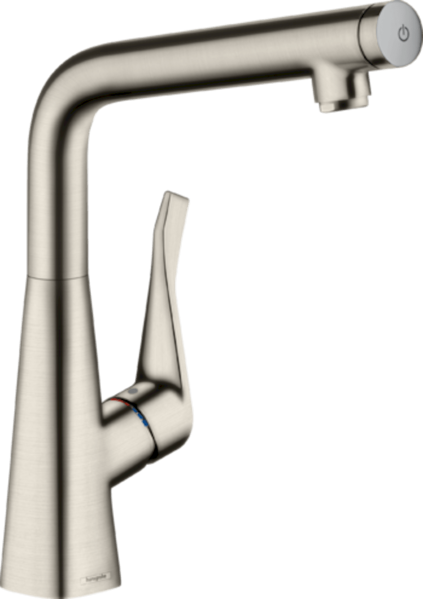 Dřezová baterie Hansgrohe Metris Select M71 s otočným raménkem vzhled nerezu 14883800