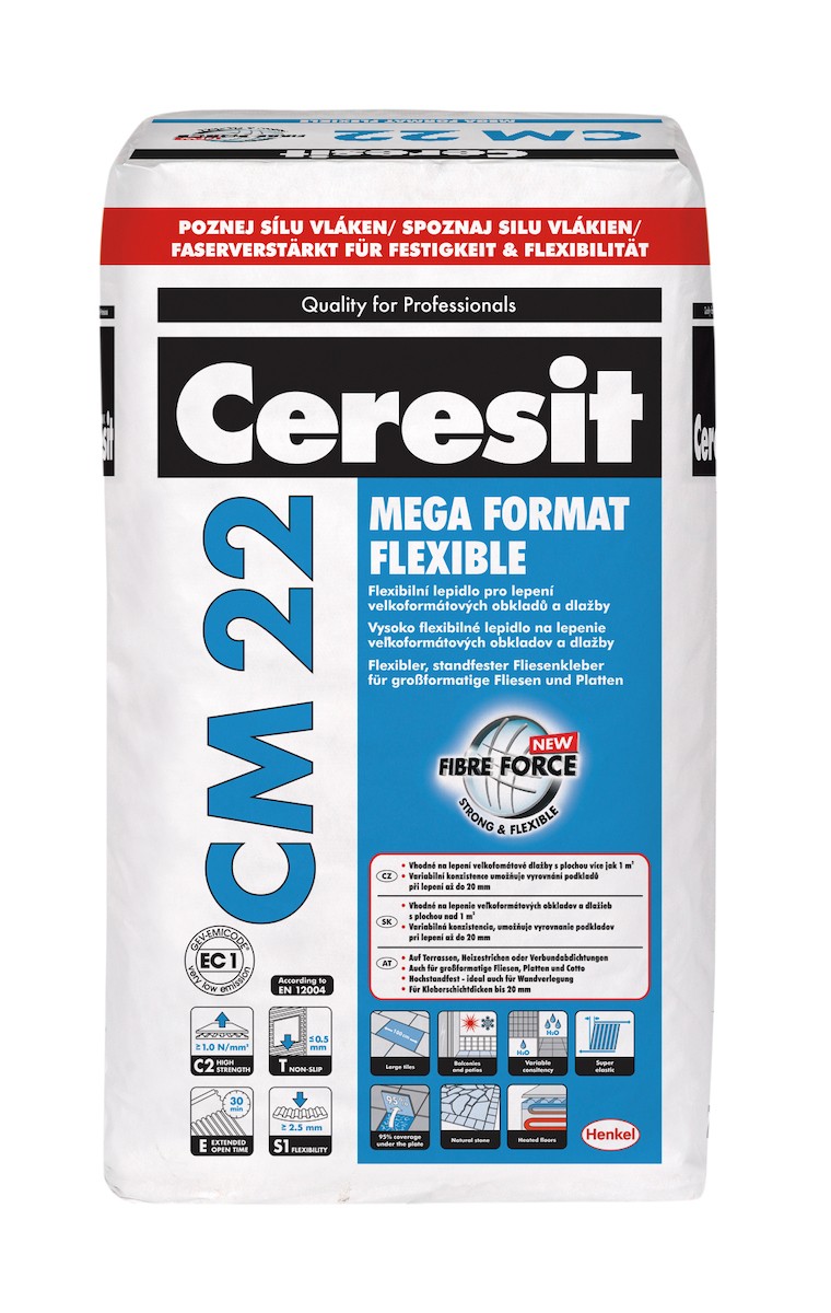 E-shop Lepidlo Ceresit CM 22 šedá 25 kg C2TE S1 CM2225