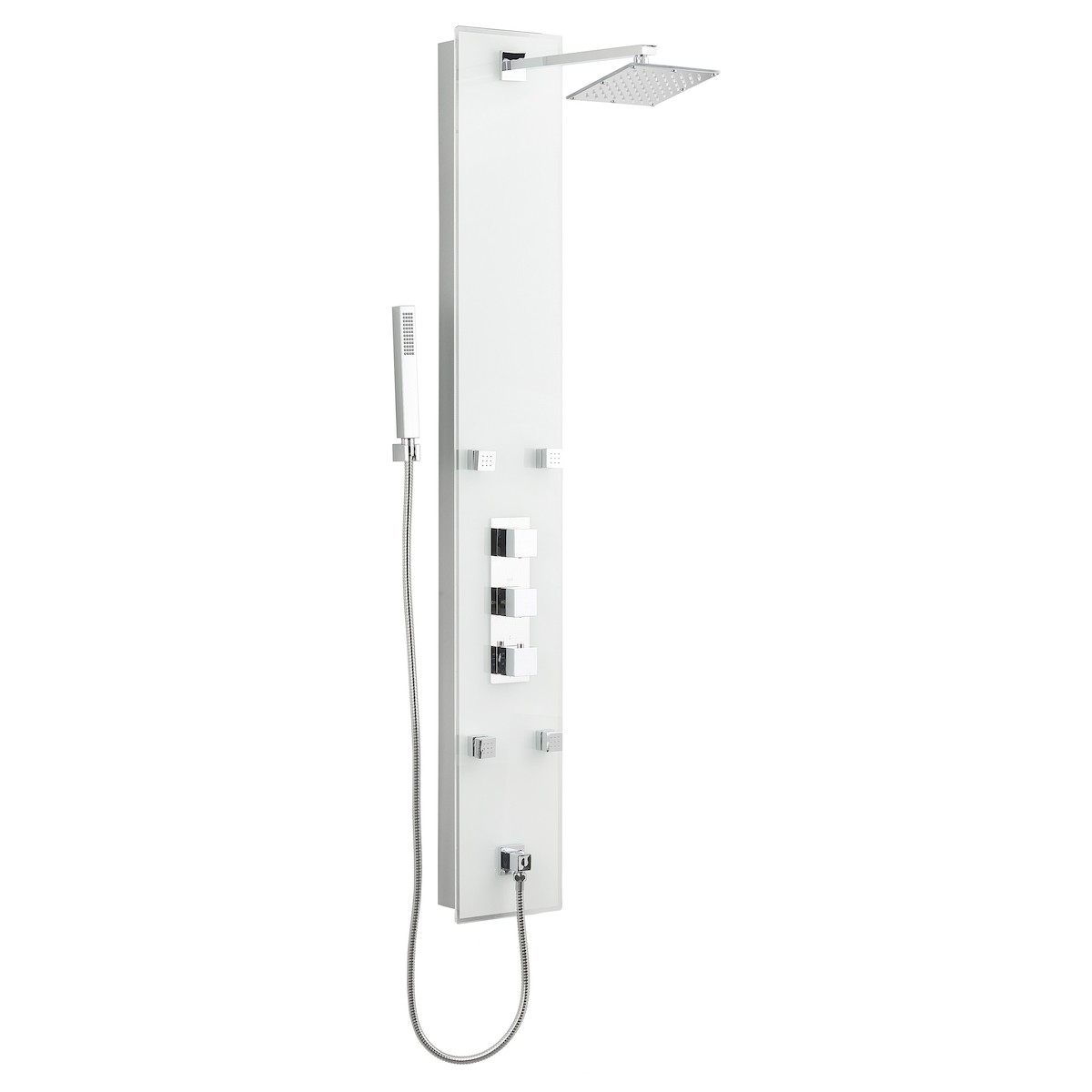 E-shop Sprchový panel SIKO Glass Shower na stěnu s termostatickou baterií bílá GLASHOWER