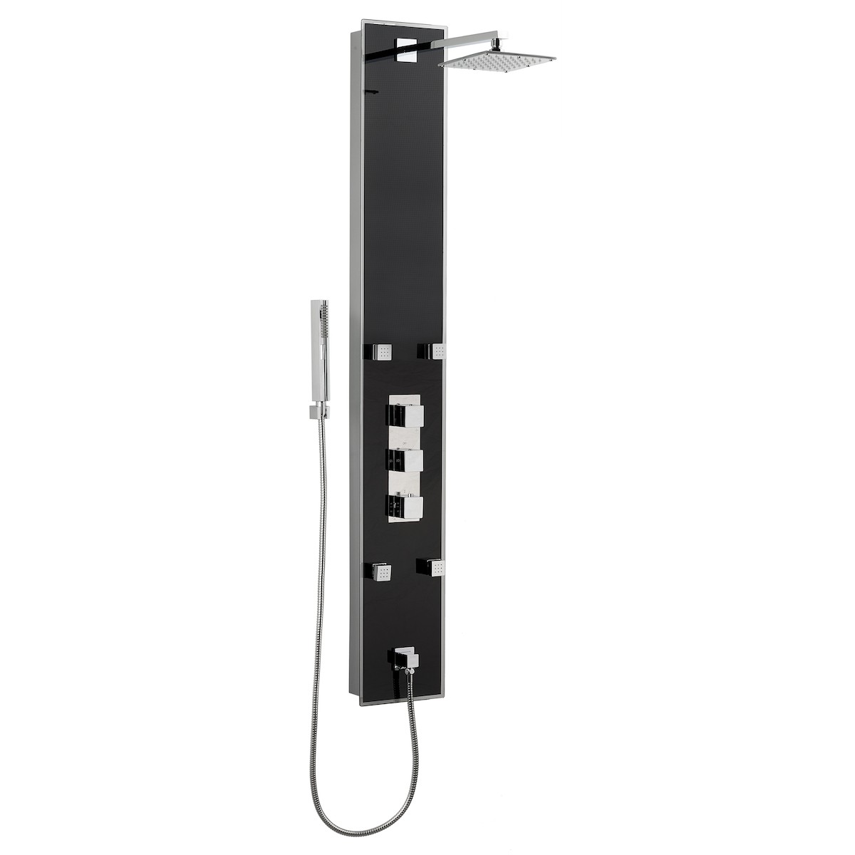 E-shop Sprchový panel SIKO Glass Shower na stěnu s termostatickou baterií černá GLASHOWERC