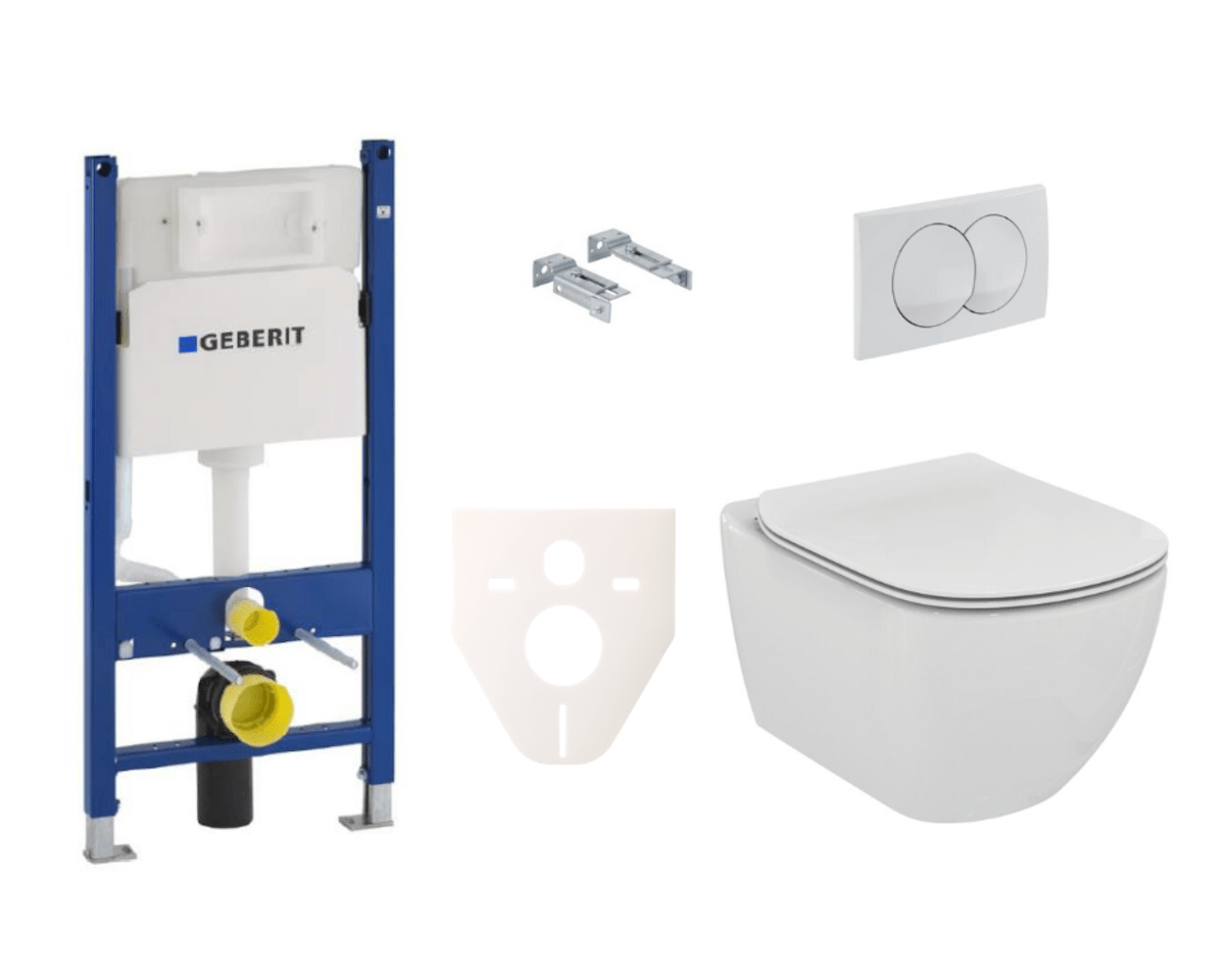 Závěsný set WC TESI Ideal Standard + modul Geberit Duofix s tlačítkem Delta 20 bílé SIKOGES5F0